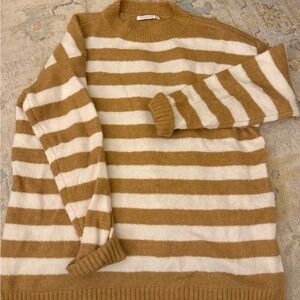 Staccato Women’s Brown and Cream Striped Crewneck Sweater